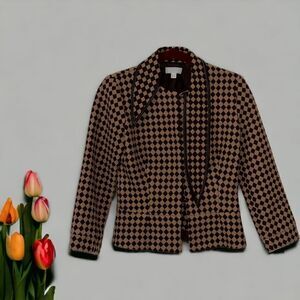 Markus Lupfer Black and Tan Checkered Blazer